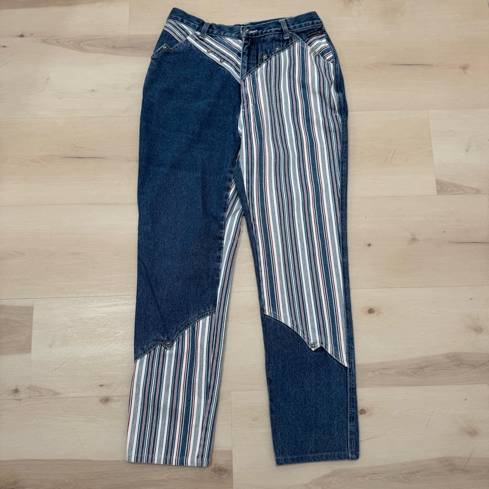 Vintage Western Ethics Jeans Striped Rodeo Cowgirl Rare Size 15/16 Hemmed to 30"